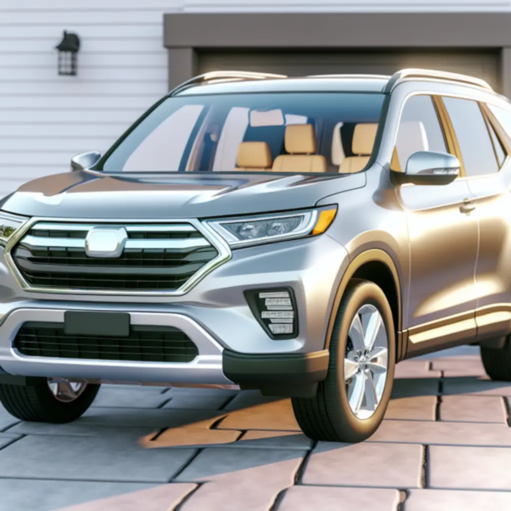 Middenmaat SUV in zilver, geschikt voor gezinnen, drie-kwart aanzicht