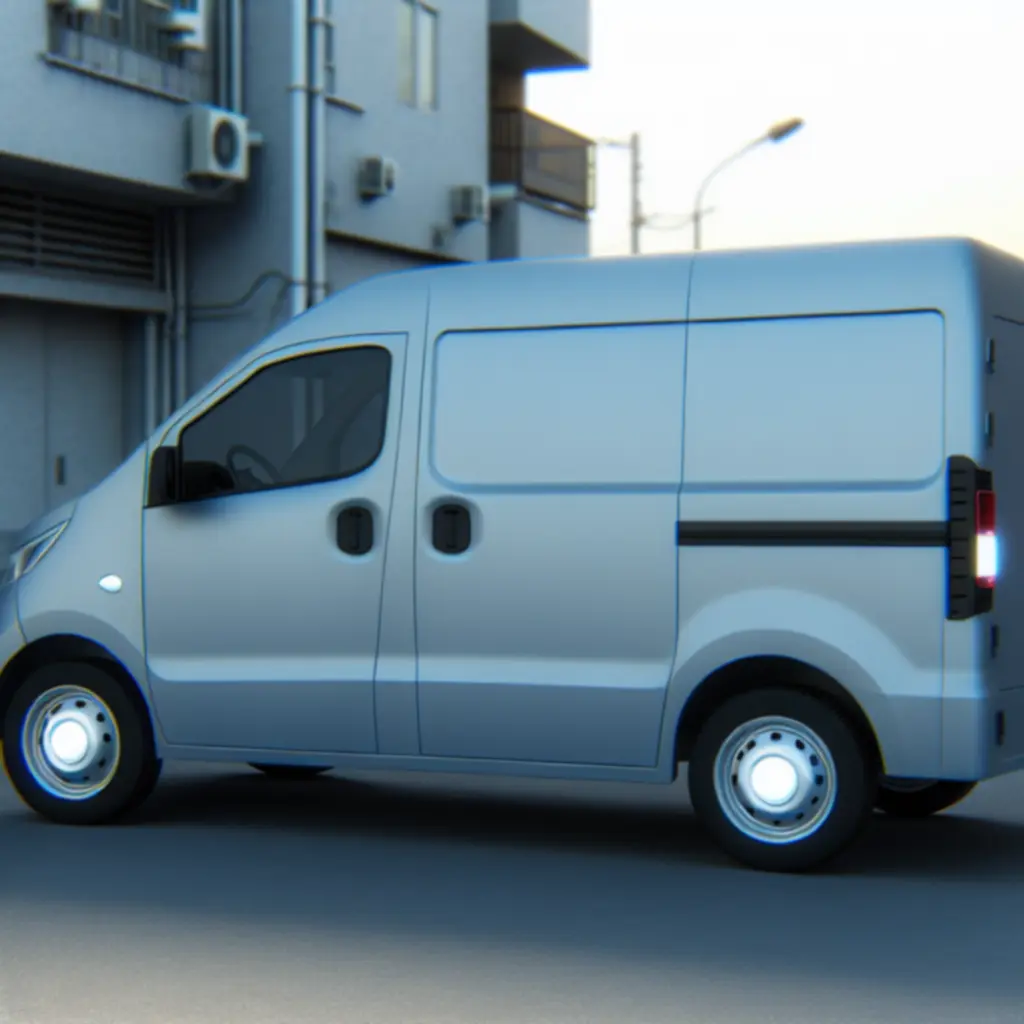 Bestelbus in lichtgrijs, geschikt voor verhuizingen, zijaanzicht