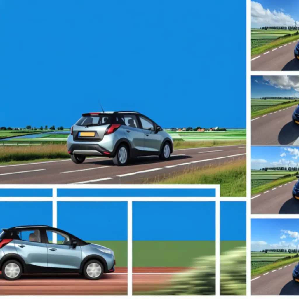 Moderne huurauto's op een Nederlandse weg