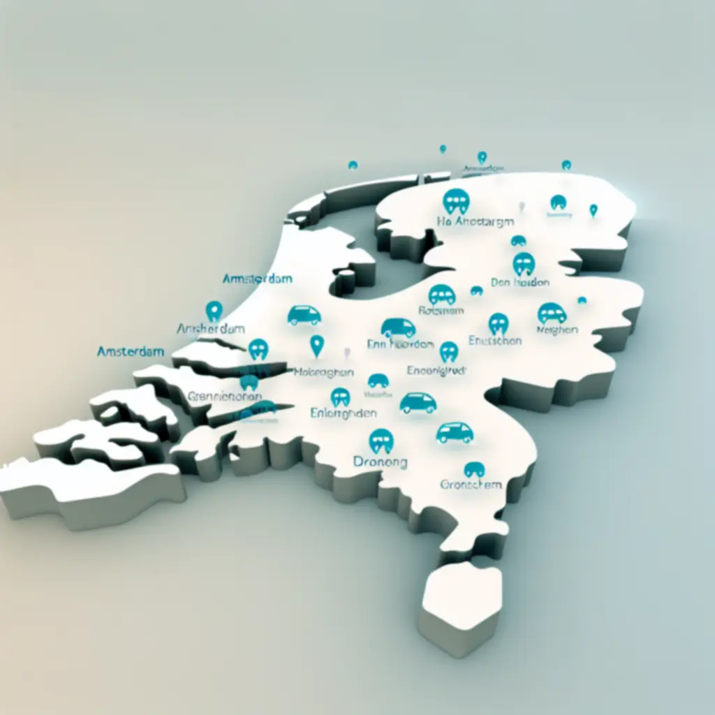 Stilistische kaart van Nederland met markeringen van ophaallocaties
